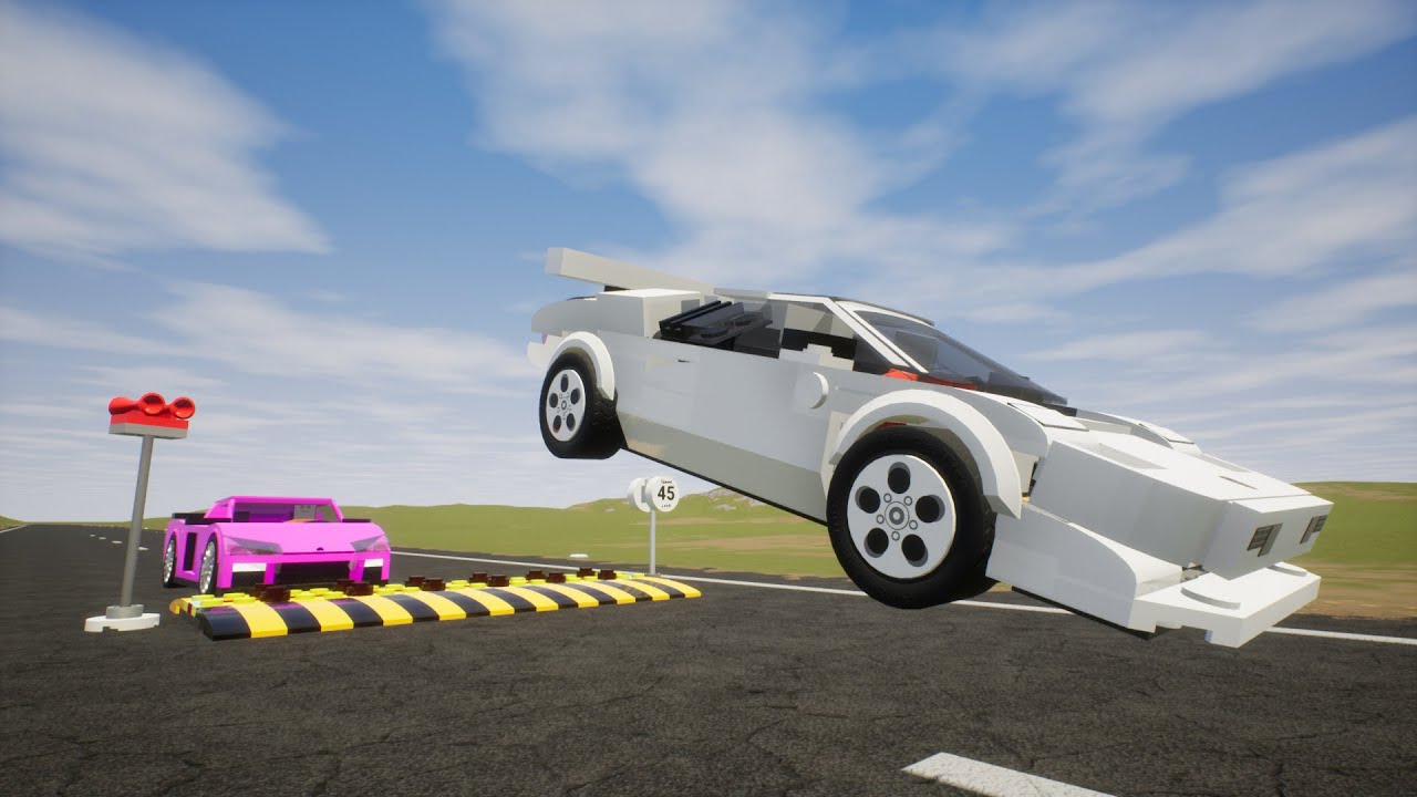 High Speed Lego Speedbump Pileup Crashes | Brick Rigs