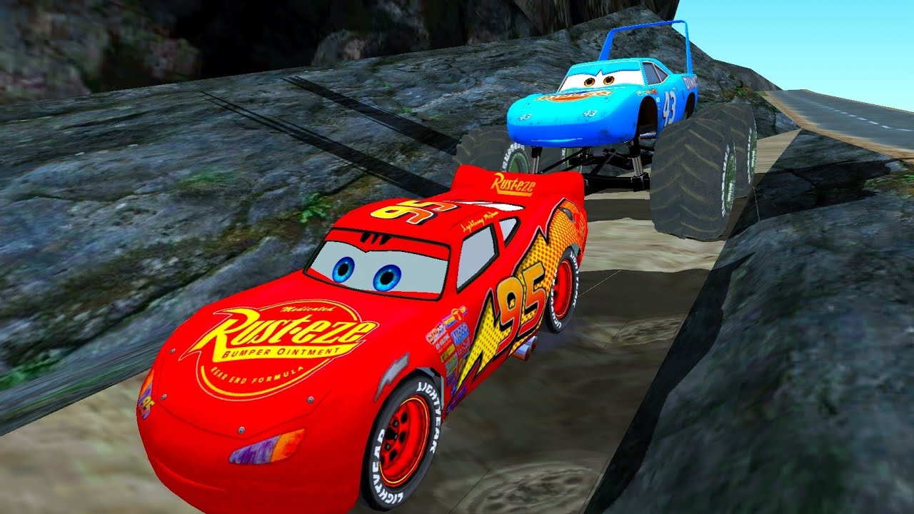 Big & Small McQueen vs King Dinoco vs Ramp Challenge JUMP - Junakai