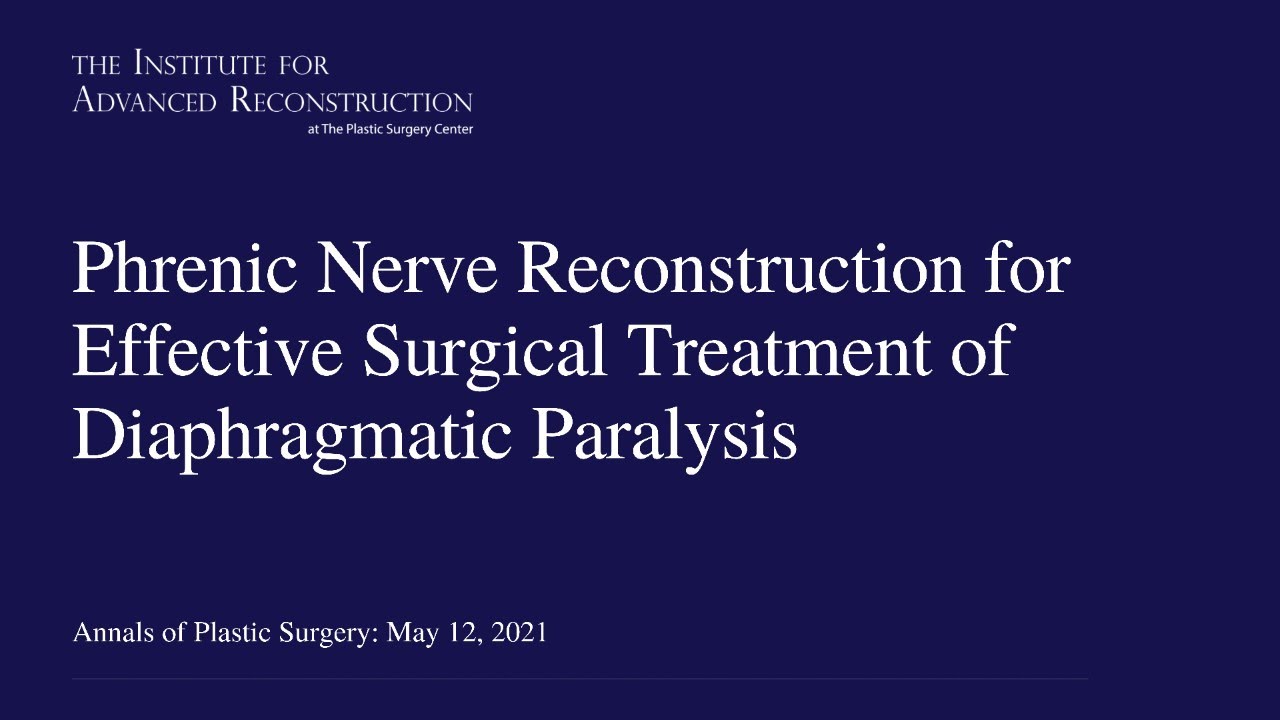 Largest Worldwide Experience of Phrenic Nerve Reconstruction | Dr. Matthew Kaufman, MD, FACS