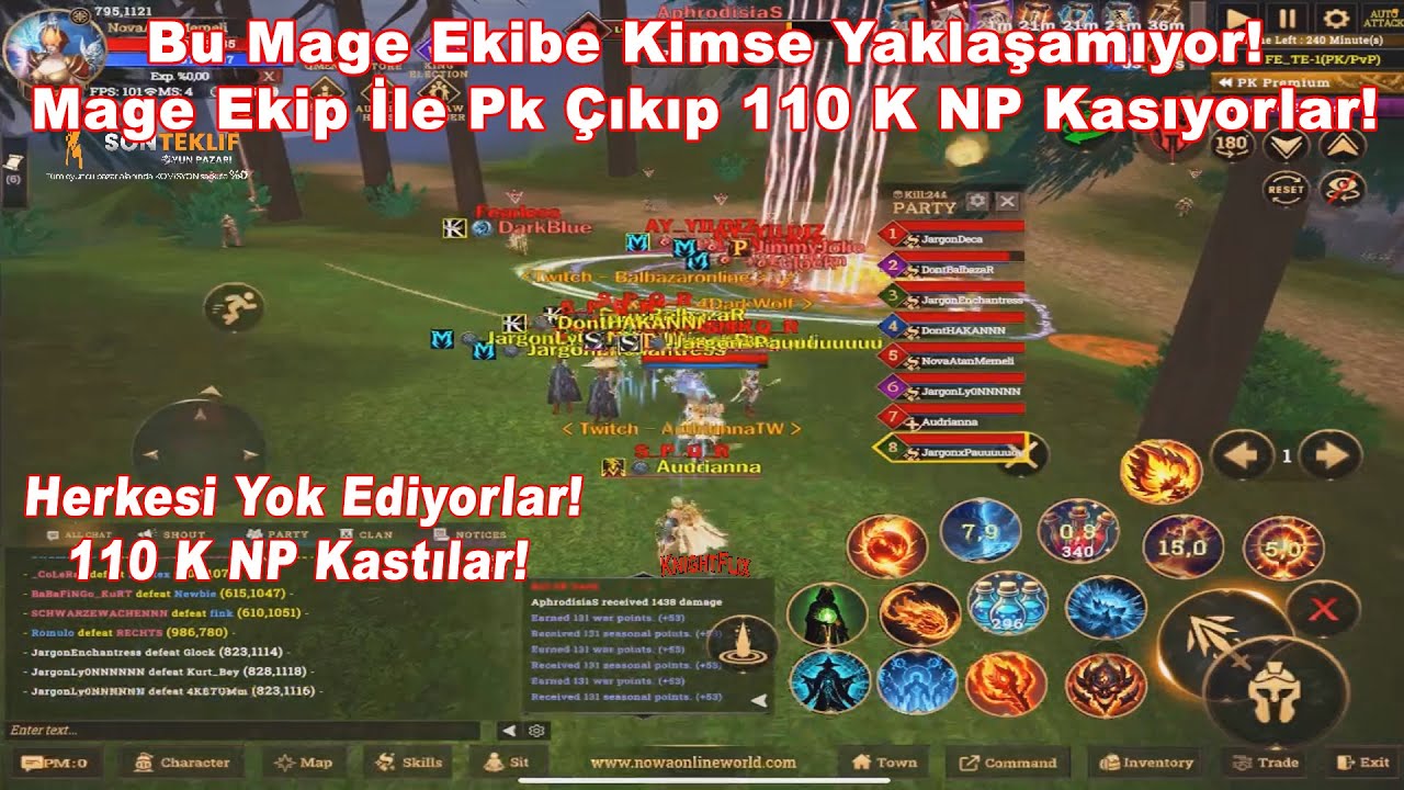 4DarkWolf - Bu Mage Ekibe Kimse Yaklaşamıyor! Mage Ekip İle Pk Çıkıp 110 K NP Kasıyorlar Nowa Online