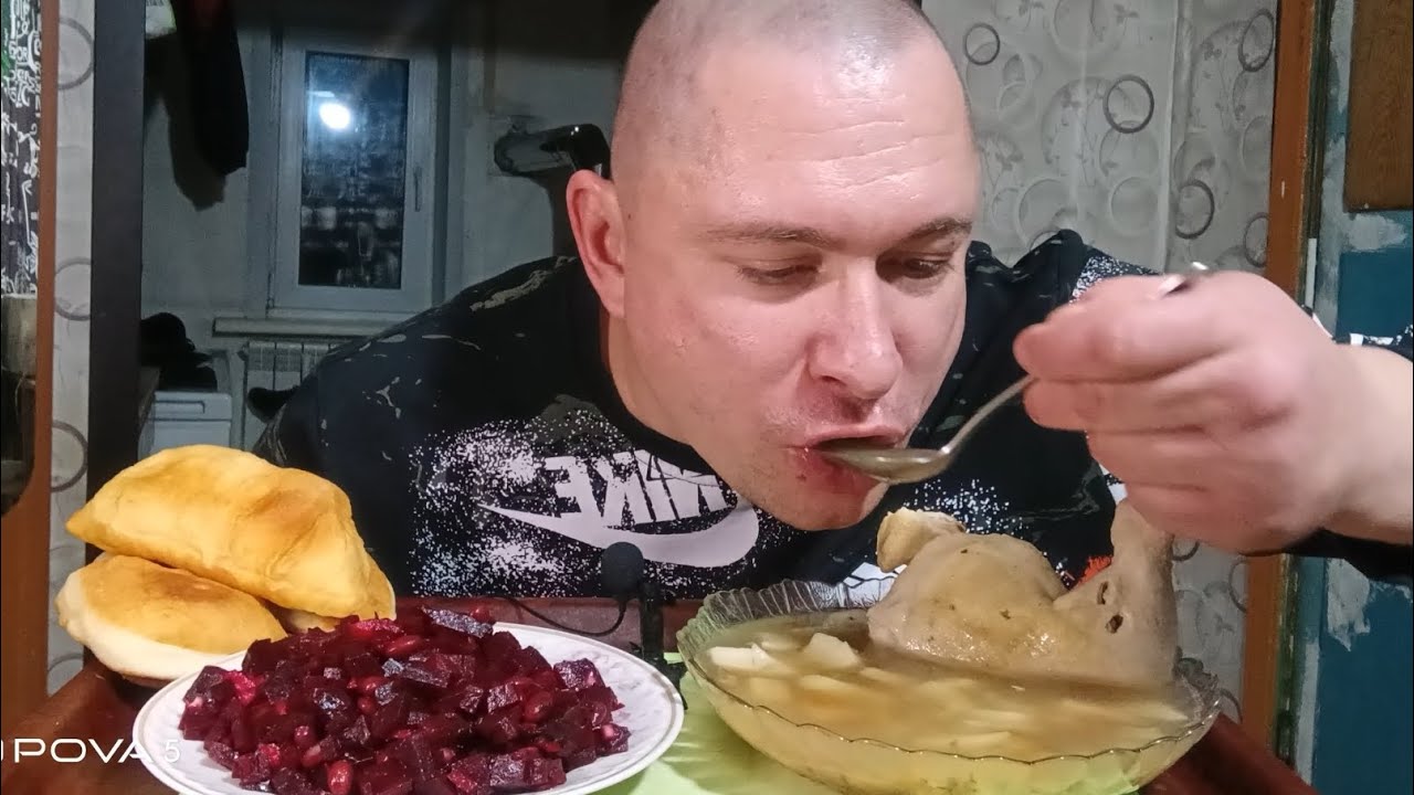 Мукбанг/обжорыч/гречневый суп с курицей/