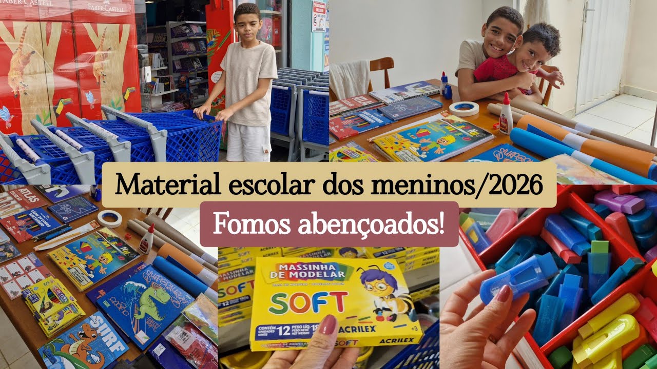 COMPRAMOS OS MATERIAIS ESCOLARES dos meninos/2026✨️-Valores na papelaria e mais..🙌