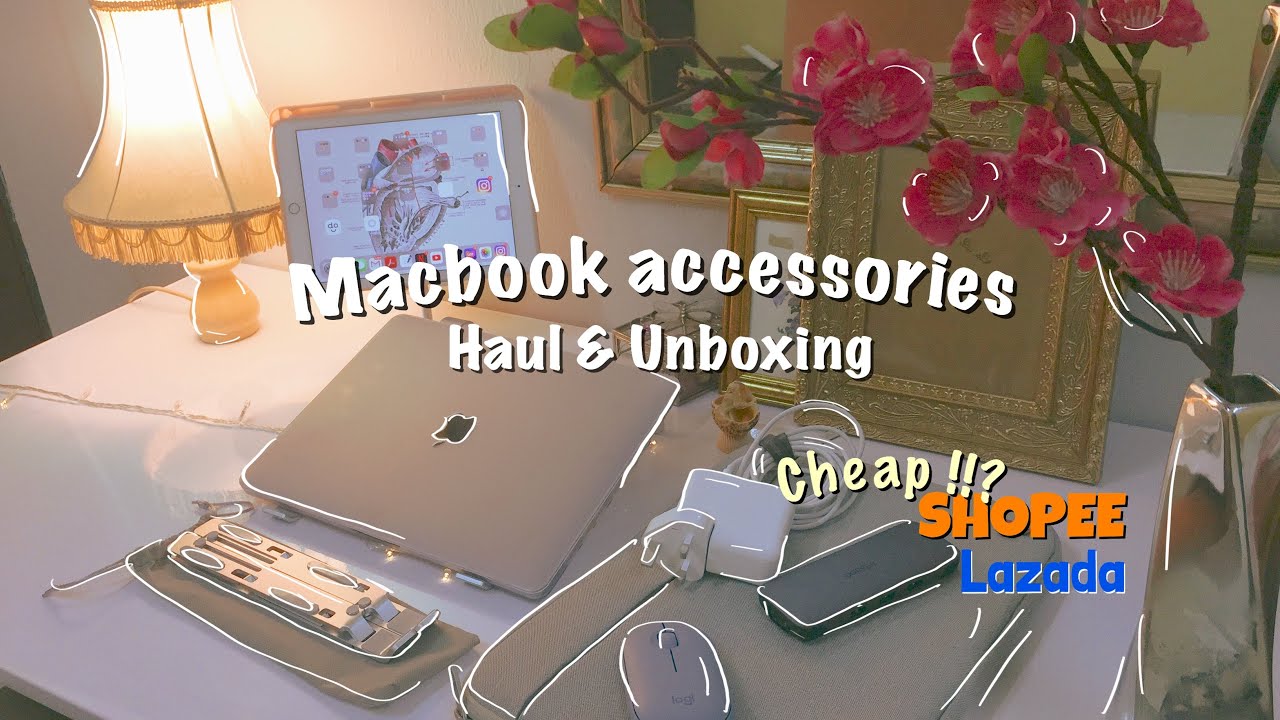 MacBook Accessories Haul | SHOPEE LAZADA Unboxing/mini-review (Macbook Case,  stand, Pebble Mouse..)