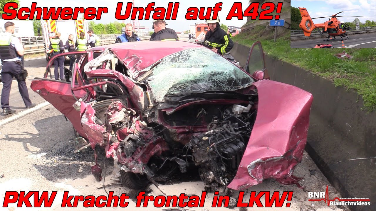 22.04.2022 - Mutma&szlig;liche Falschfahrerin kracht in LKW! Schwerer Unfall auf A42 bei Duisburg-Baerl!