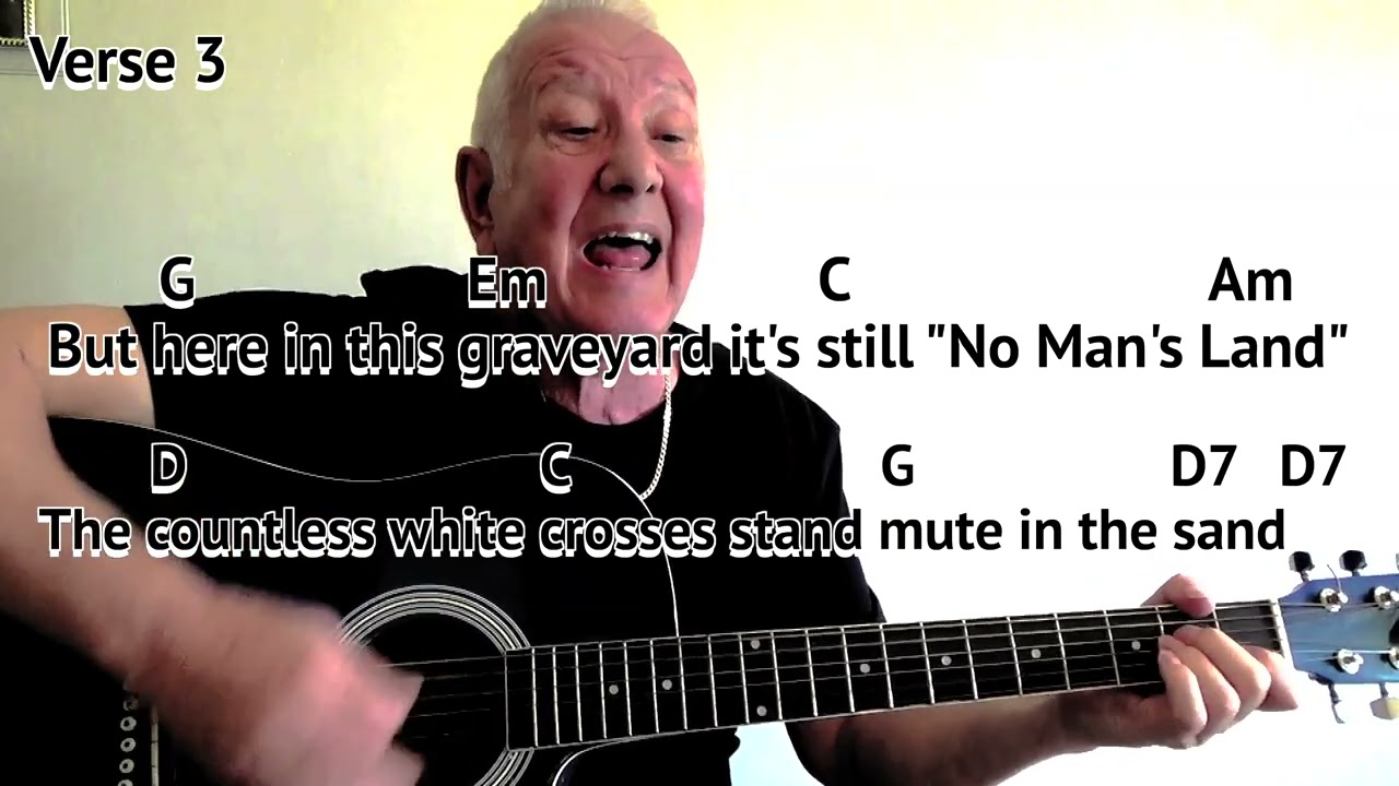 GREEN FIELDS OF FRANCE - Lyrics With Chords On-Screen