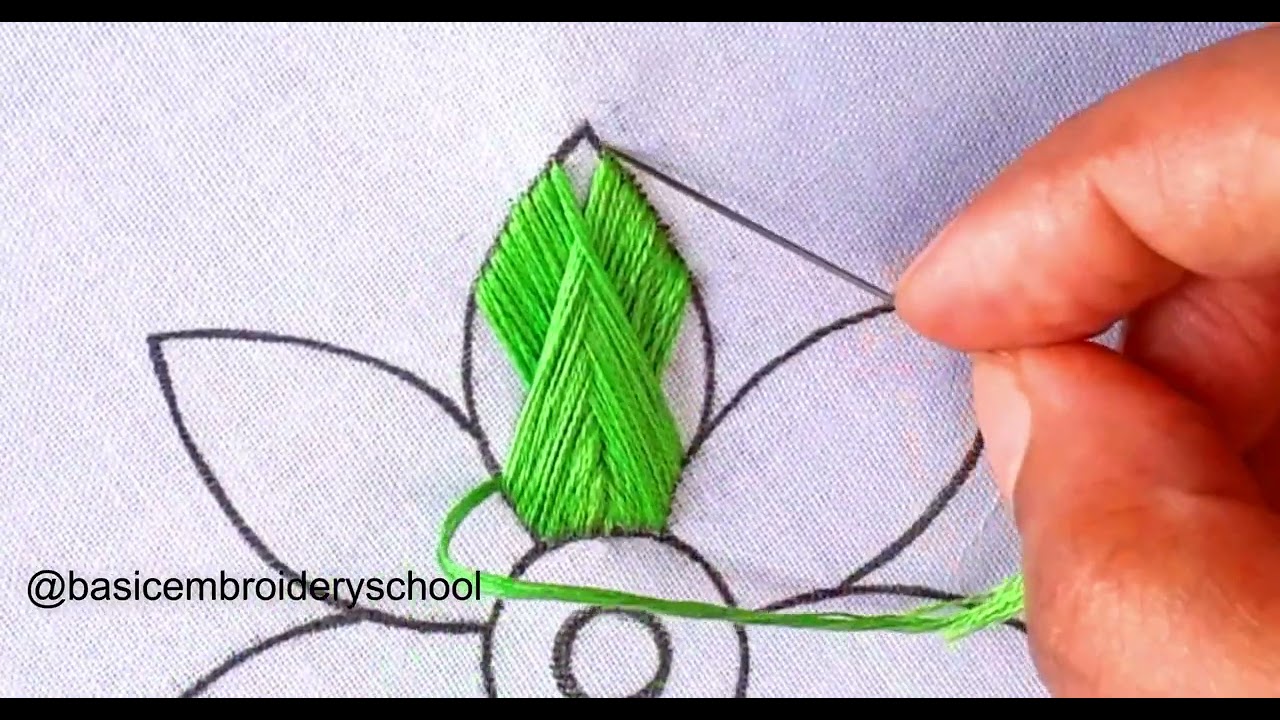 Fishbone stitch /Hand Embroidery very easy florar design needle work #embroidery 09 New  Flower art