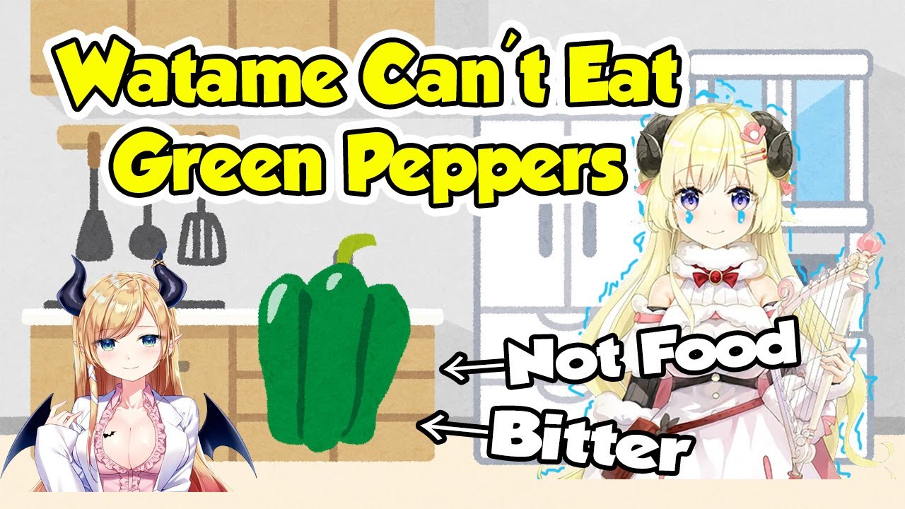 Watame Can't Stop Shivering in Fear for Green Peppers [Choco's Cooking]