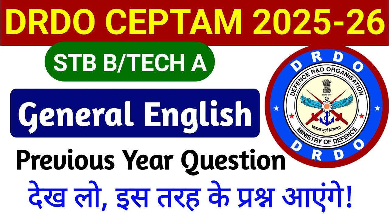 DRDO CEPTAM 11 English Previous Year question paper 2025 || DRDO CEPTAM 11 General English classes