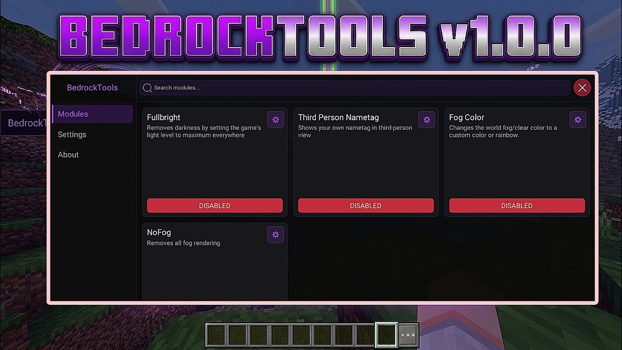 BedrockTools V1.0.0 For MCPE 26.3 | Best PVP Utility Tool For Minecraft Pocket Edition