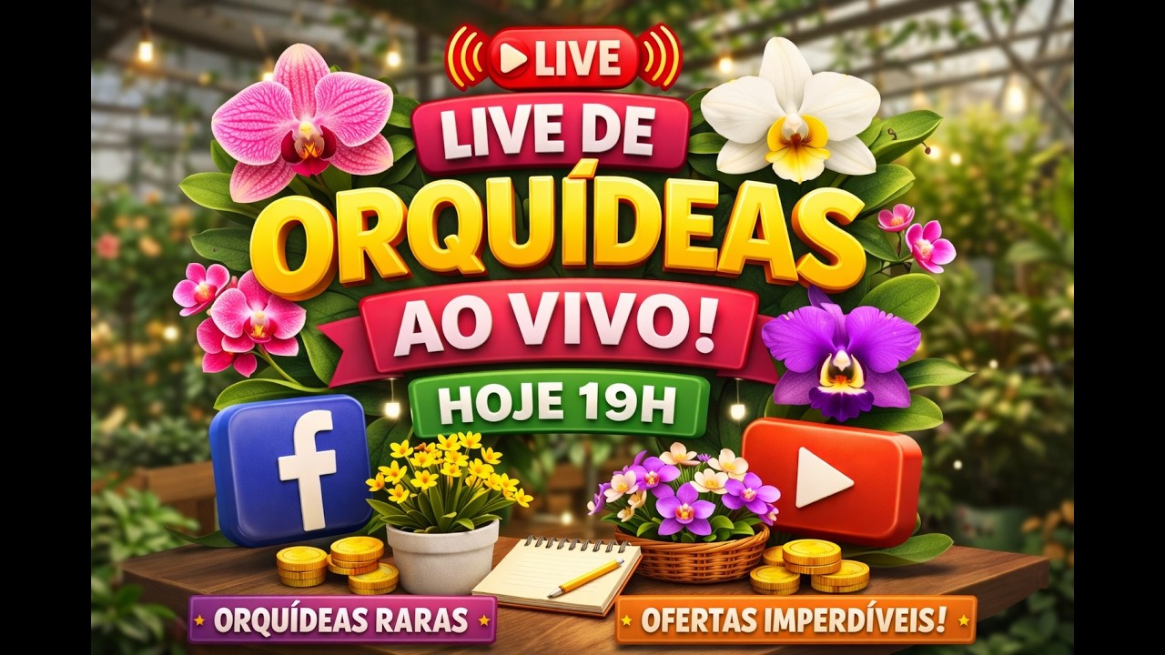 🌸 LIVE DE ORQUÍDEAS AO VIVO | Orquídeas Raras, Ofertas e Dicas de Cultivo – Hoje às 19h