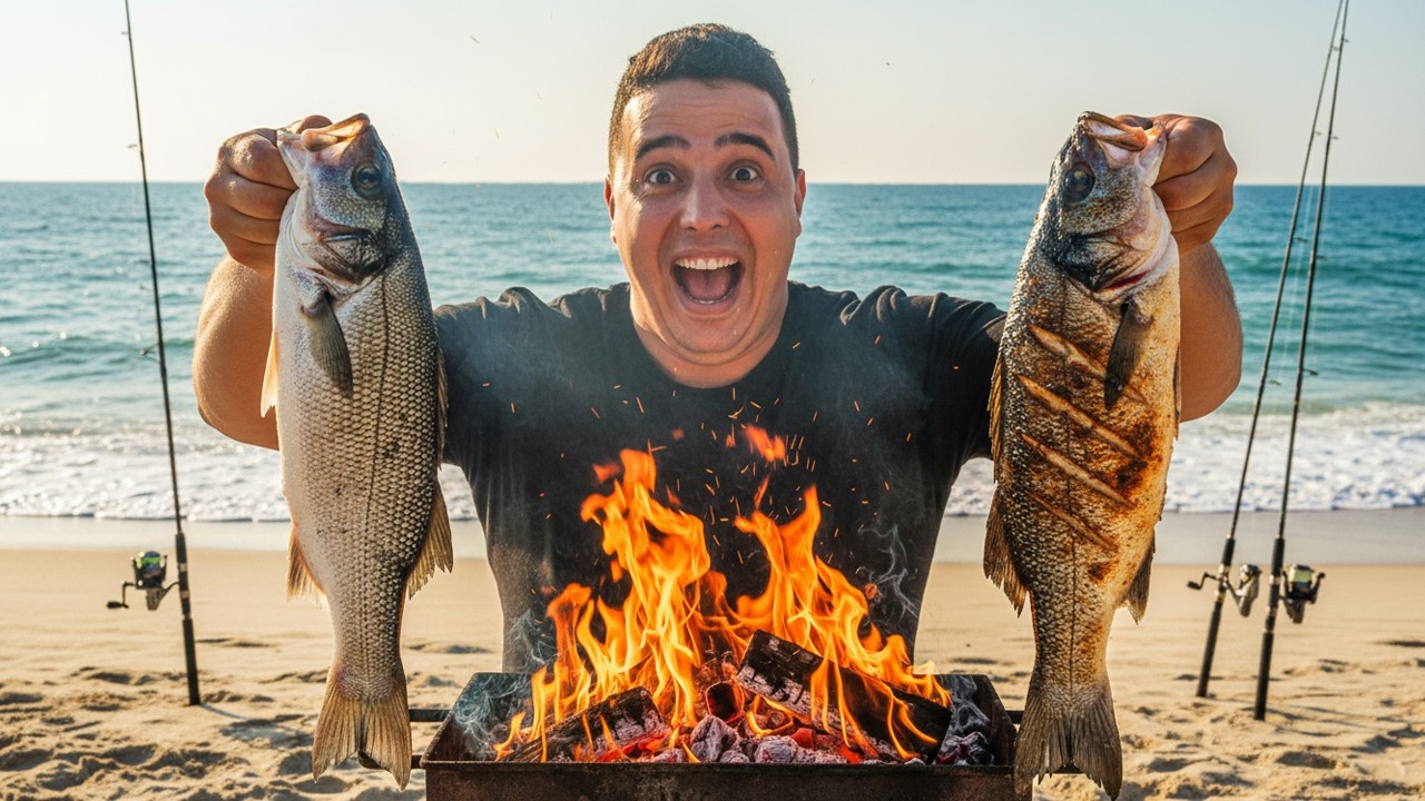 3 أيام ديال الصيد في العاصفة 🌊 صيد الدرعي بتقنية بارشينو والطبخ على الفحم 🔥