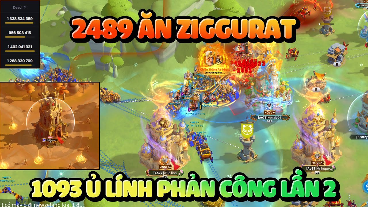 2489 Ăn Đại Ziggurat - 1093 Vẫn Còn Nhiều Lính Để Đốt Trong Khi 2377 & G5 Khô Acc Rise of Kingdoms