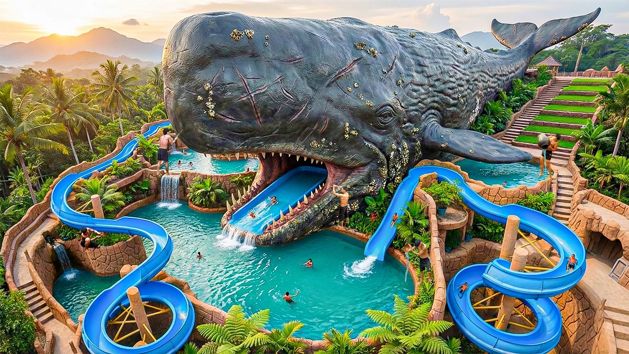 180 Days Building a Giant Fish Water Park with Multi Level Slides And Pools Using Primitive Tools