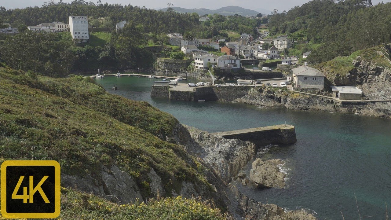 Viavélez, encantador y pequeño puerto marinero. El Franco. Principado de Asturias. 4K.