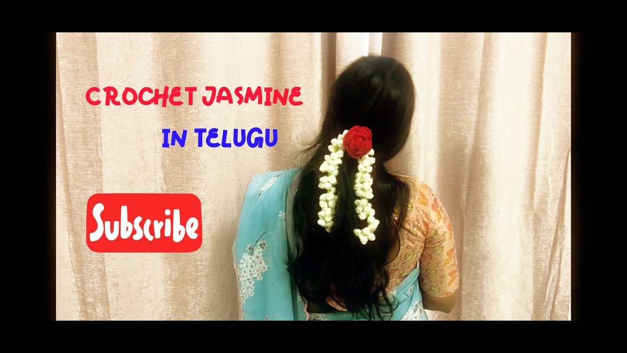 🌼 Crochet Jasmine Hair Gajra in Telugu | Easy Malle Puvvula Tutorial | Step-by-Step for Beginners