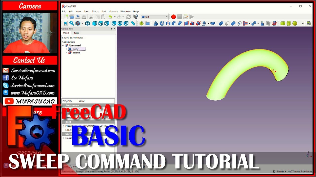 FreeCAD Sweep Command Tutorial For Beginner