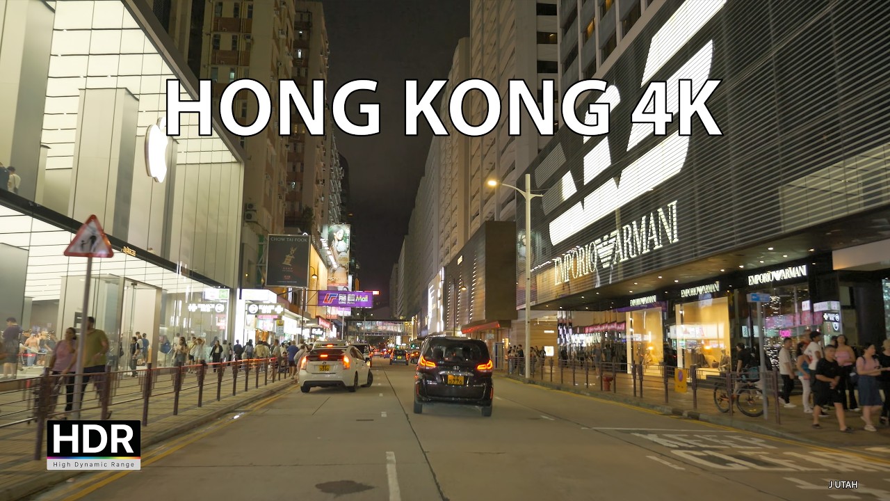 Hong Kong 4K - Late Night Streets - Driving Downtown