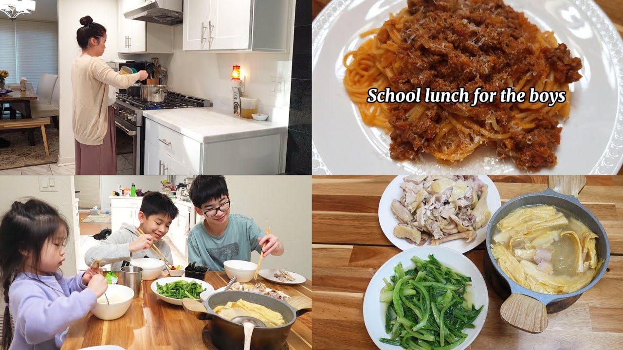 Mom made her boys favorite spaghetti for their school lunch | Dinner together with joy and laughter 