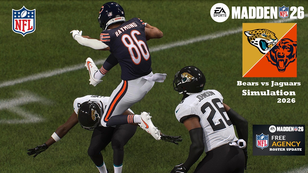 Madden 26 Kalif Raymond Bears vs Jacksonville Jaguars - Updated Roster- Simulation 2026 Game Play