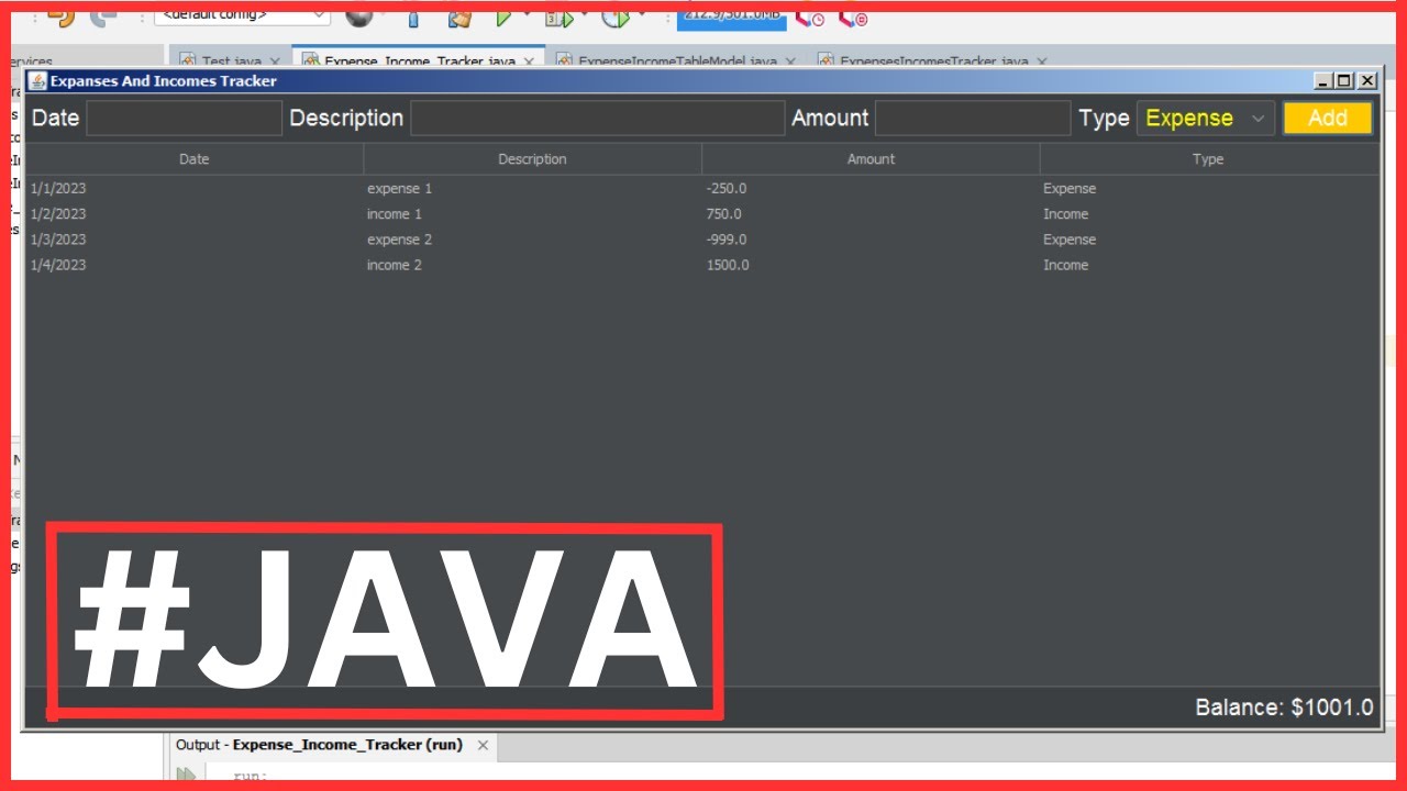 Java Project Tutorial -  How To Create an Expenses And Incomes Tracker Program In Java NetBeans