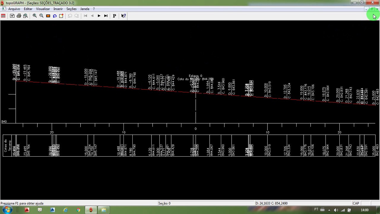 Como gerar e configurar seções transversais - TopoGRAPH TG98-SE