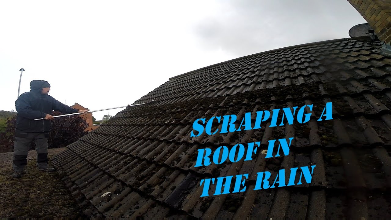 ROOF CLEANING AND BIOCIDE TREATMENT. Scraping in the rain isn't much fun!!