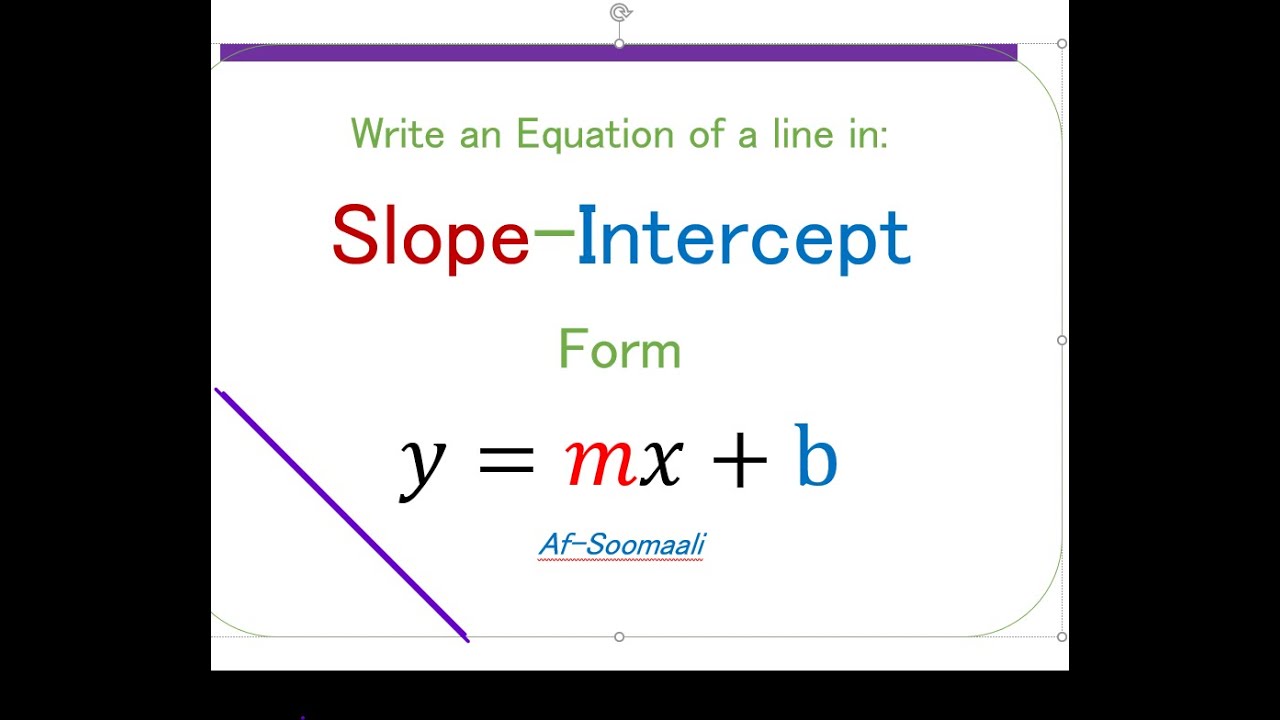 Write The Equation in SLOPE-INTERCEPT form