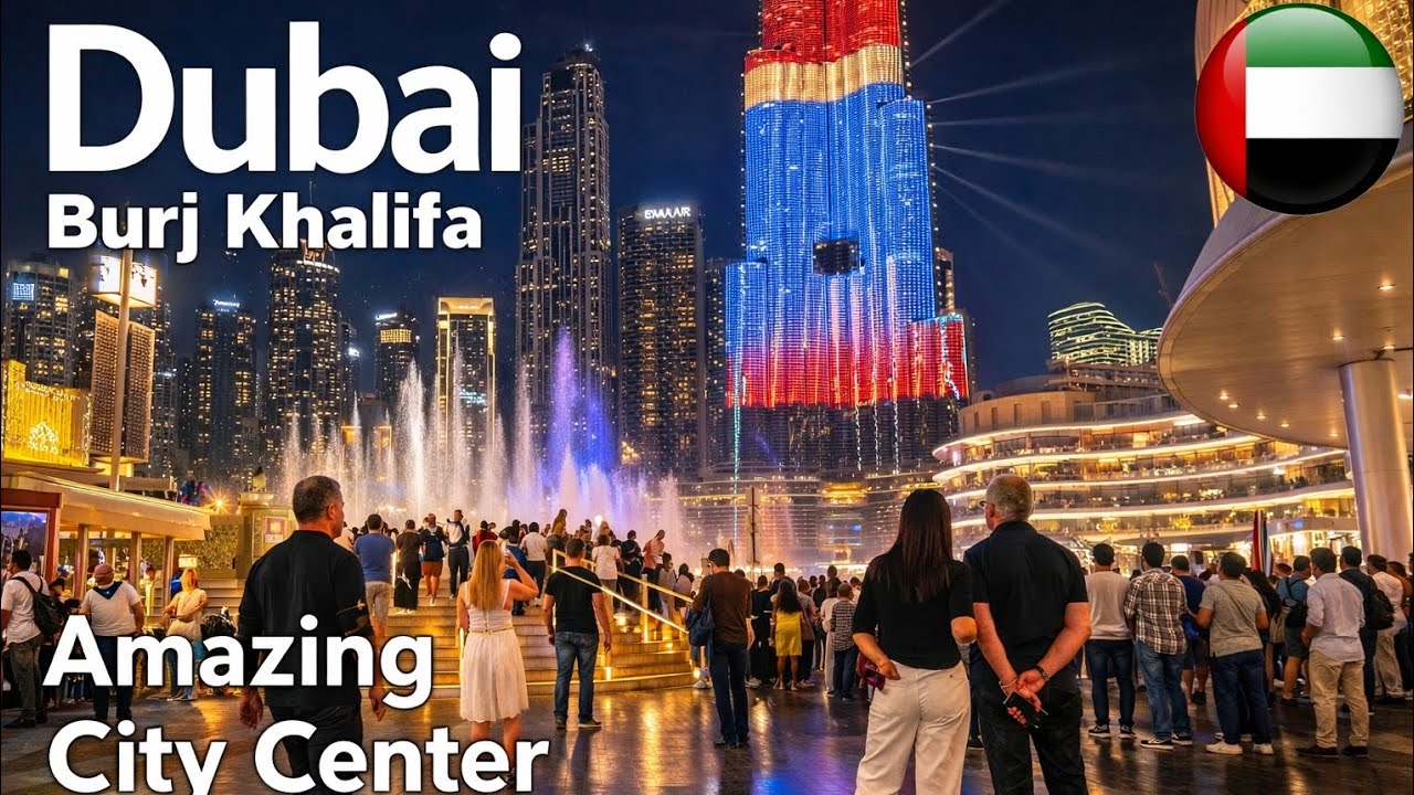 Dubai Burj Khalifa Night View 🌃 | Amazing Downtown City Centre Walking Tour 4K | UAE 2026