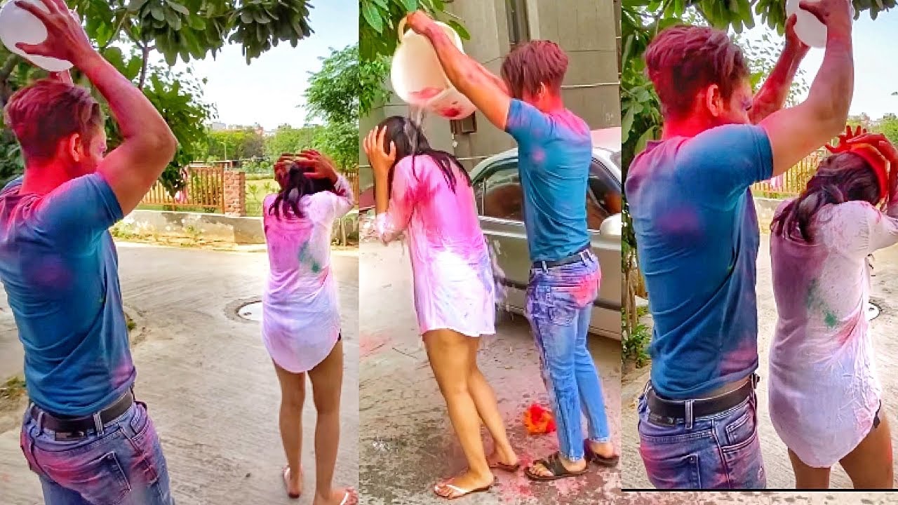 Playing Holi with👩‍🎤| ETNA BURA HAAL TO KISI KA NAHI HUWA | My friend's first Holi | Aryan meena