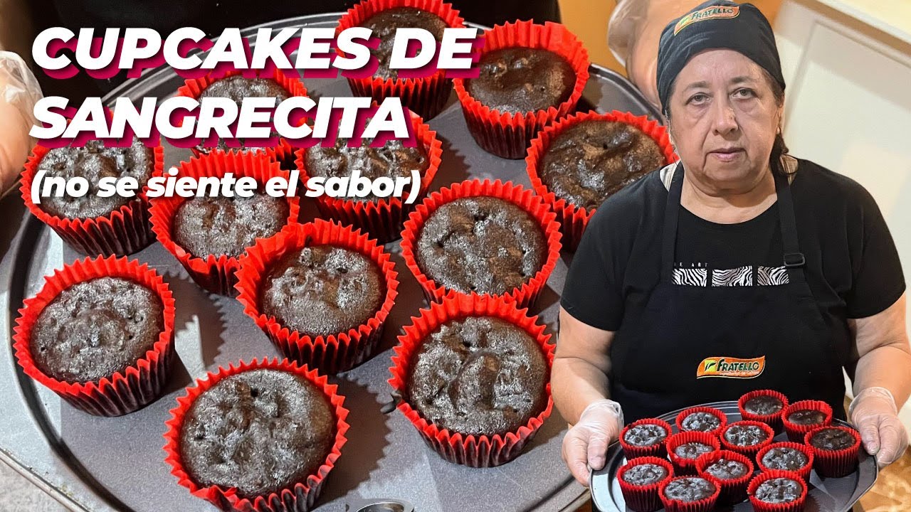 Cómo hacer CUPCAKES DE SANGRECITA Y CHOCOLATE | Postre nutritivo rico en HIERRO 🩸
