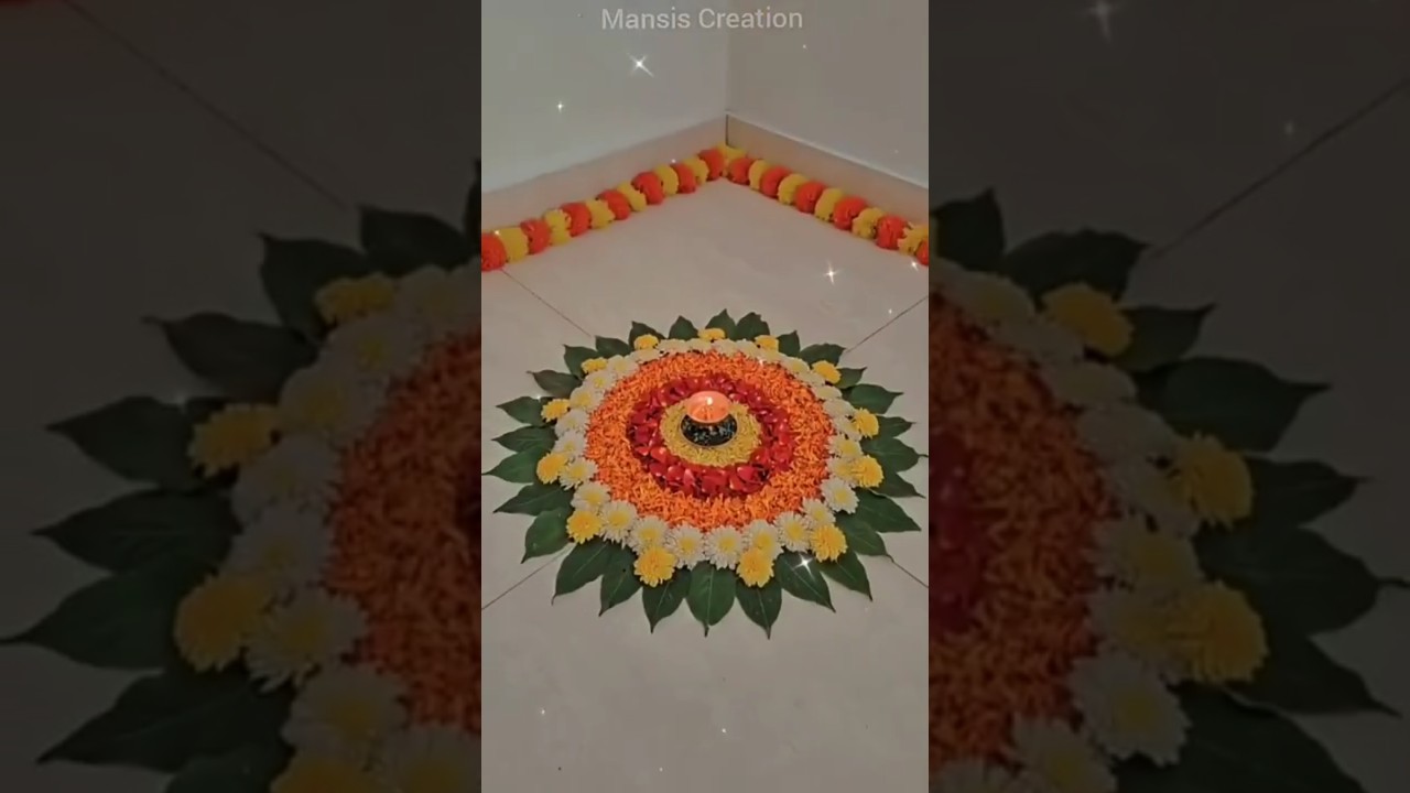 flower rangoli #diwali #trending #shorts #viral #short #trend #festival #decoration #flowers