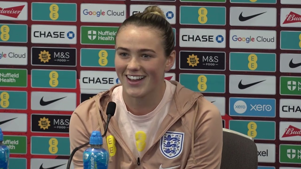 ENGLAND WOMEN PRESS CONFERENCE: Grace Clinton: Spurs & England Midfielder: England v Sweden