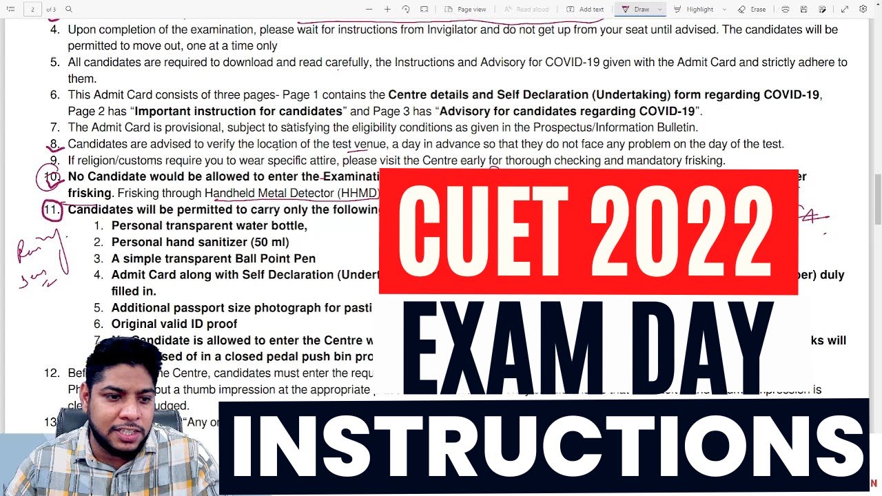CUET Admit Card EXAM DAY Important Instructions 🔥
