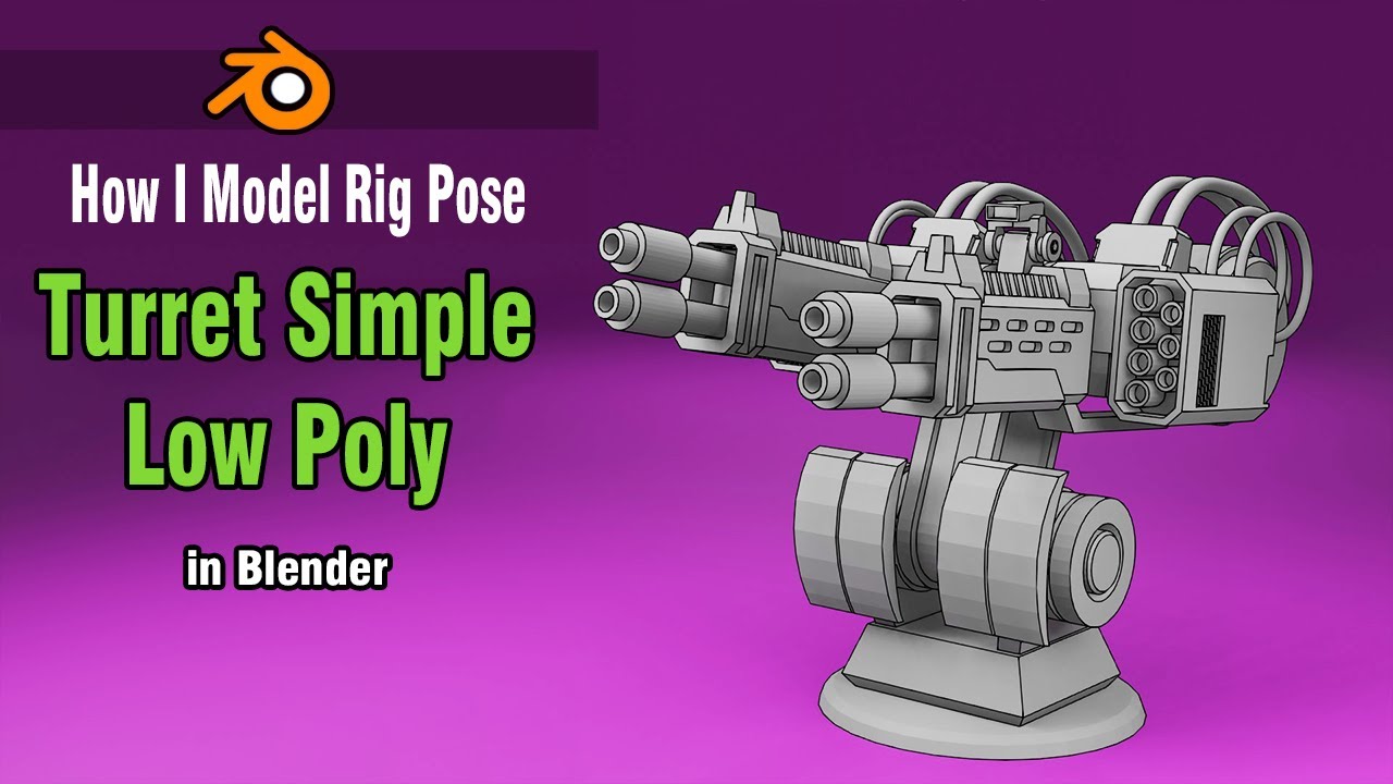 Model Rig Turret Simple Low Poly Blender - 3DModelingMystics #blendertutorial #blenderbeginner