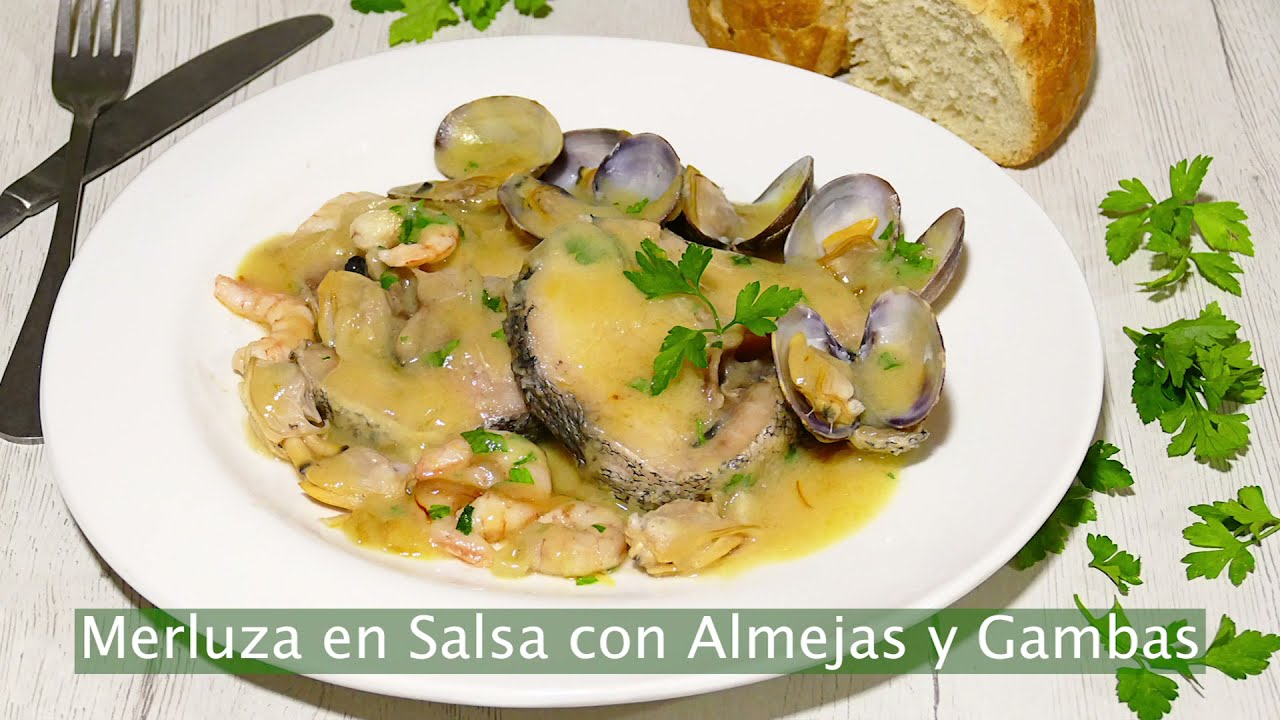 Merluza en Salsa con Almejas y Gambas 🦐 🐟