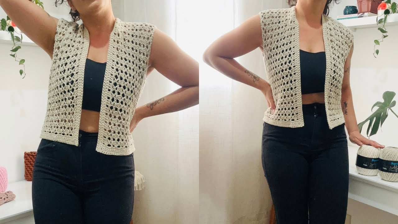 Colete de Crochê Areia por Sandra Brum | Tutorial Passo a Passo Completo