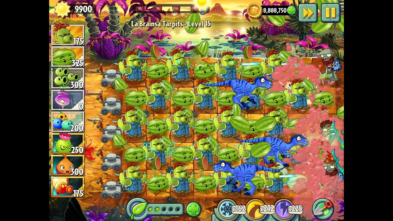 Plants vs Zombies 2 La Brainsa Tarpits Epic Hack Level 11 to 20 - The Cactus Jurassic Saga
