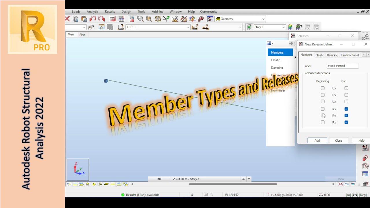 Member Releases and Types in Autodesk Robot