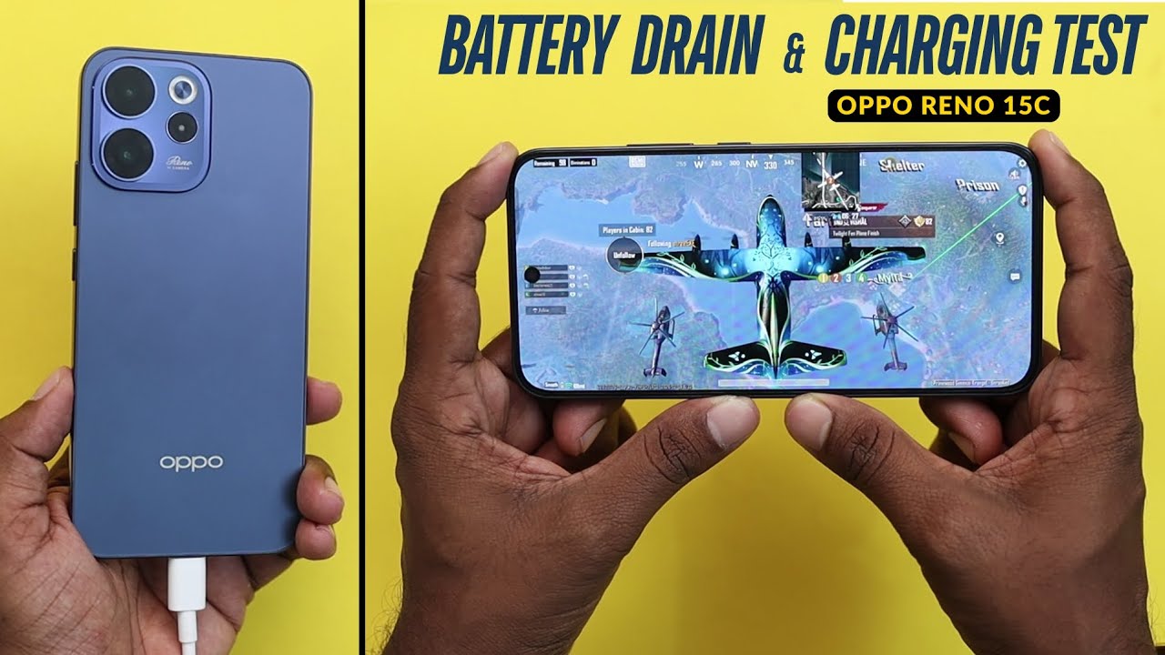 Oppo Reno 15C BGMI Battery Drain Test 100% - 0% 🔥 | Oppo Reno 15C Charging Test 0% - 100%