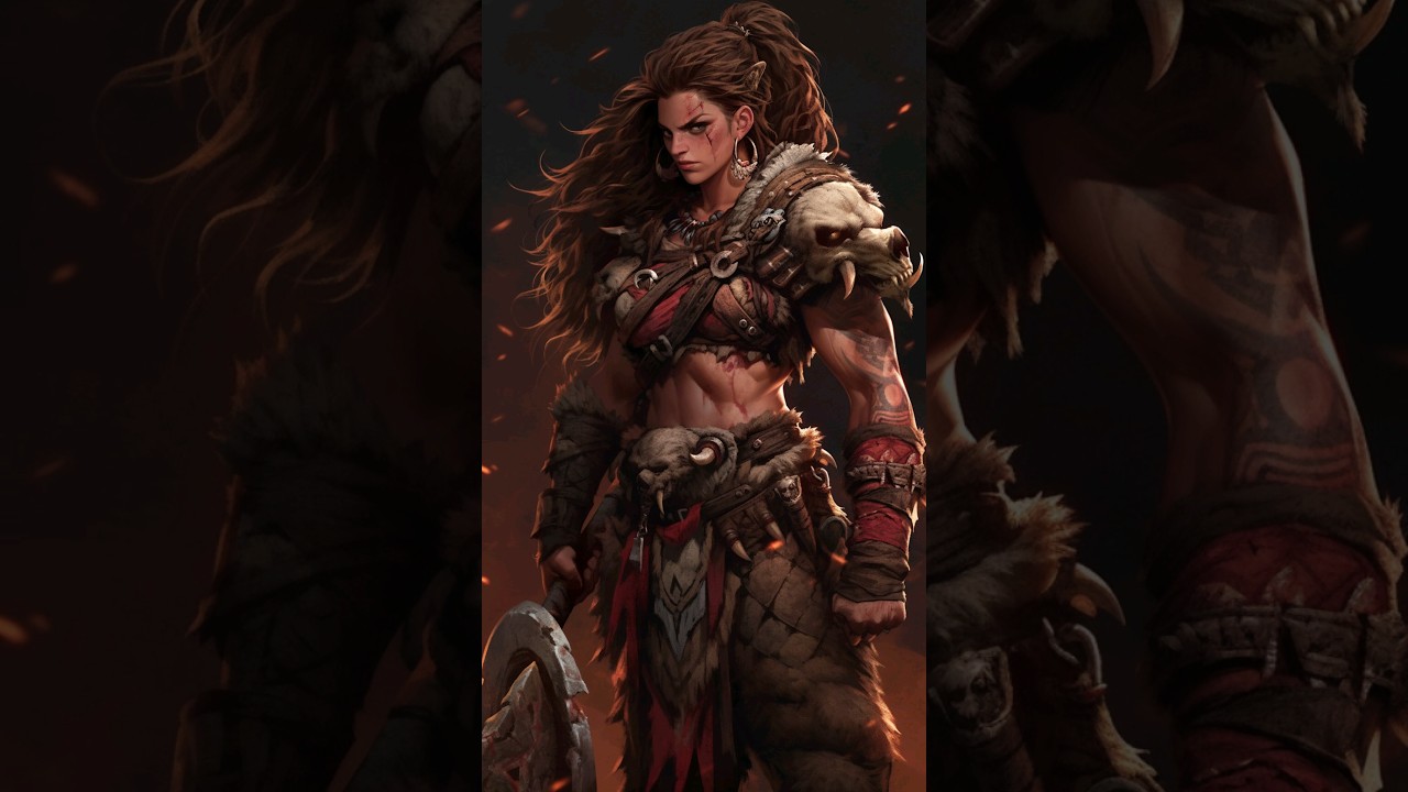 Diablo 4 Female Barbarian Concept Ai Art (midjourney v5, niji 5) 