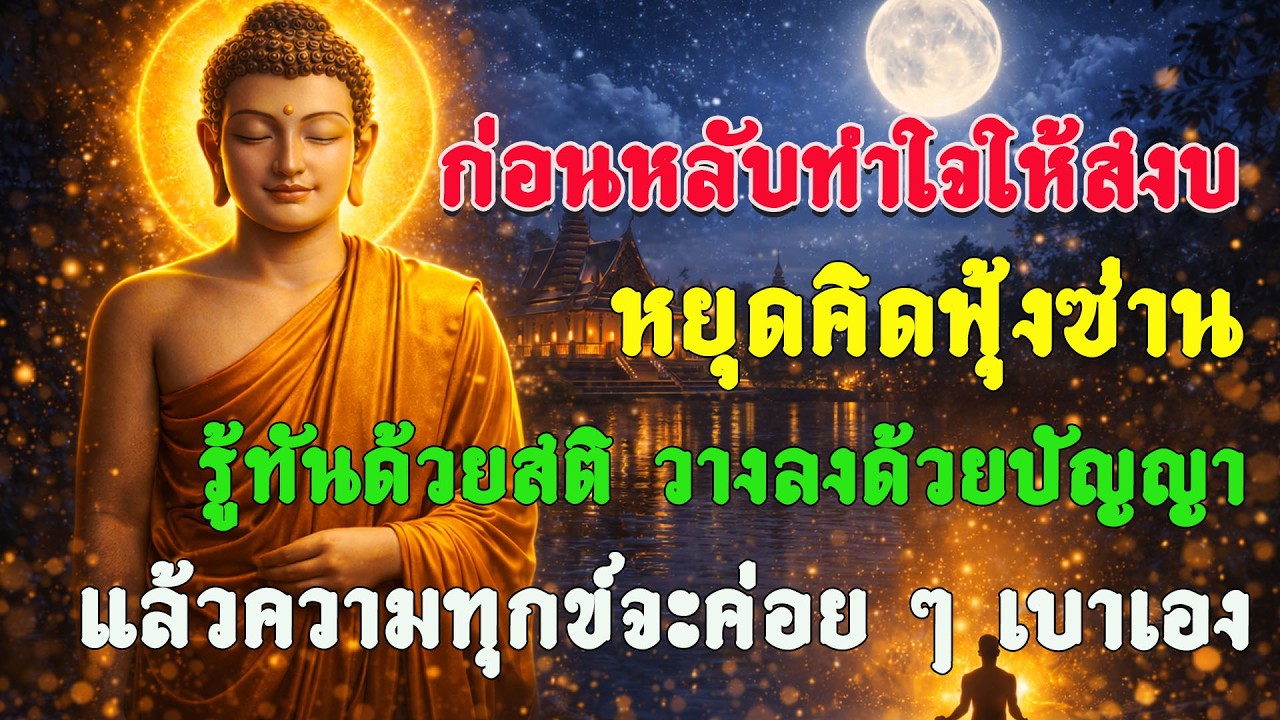 ก่อนหลับทำใจให้สงบ หยุดคิดฟุ้งซ่าน รู้ทันด้วยสติ วางลงด้วยปัญญา แล้วความทุกข์จะค่อย ๆ เบาเอง