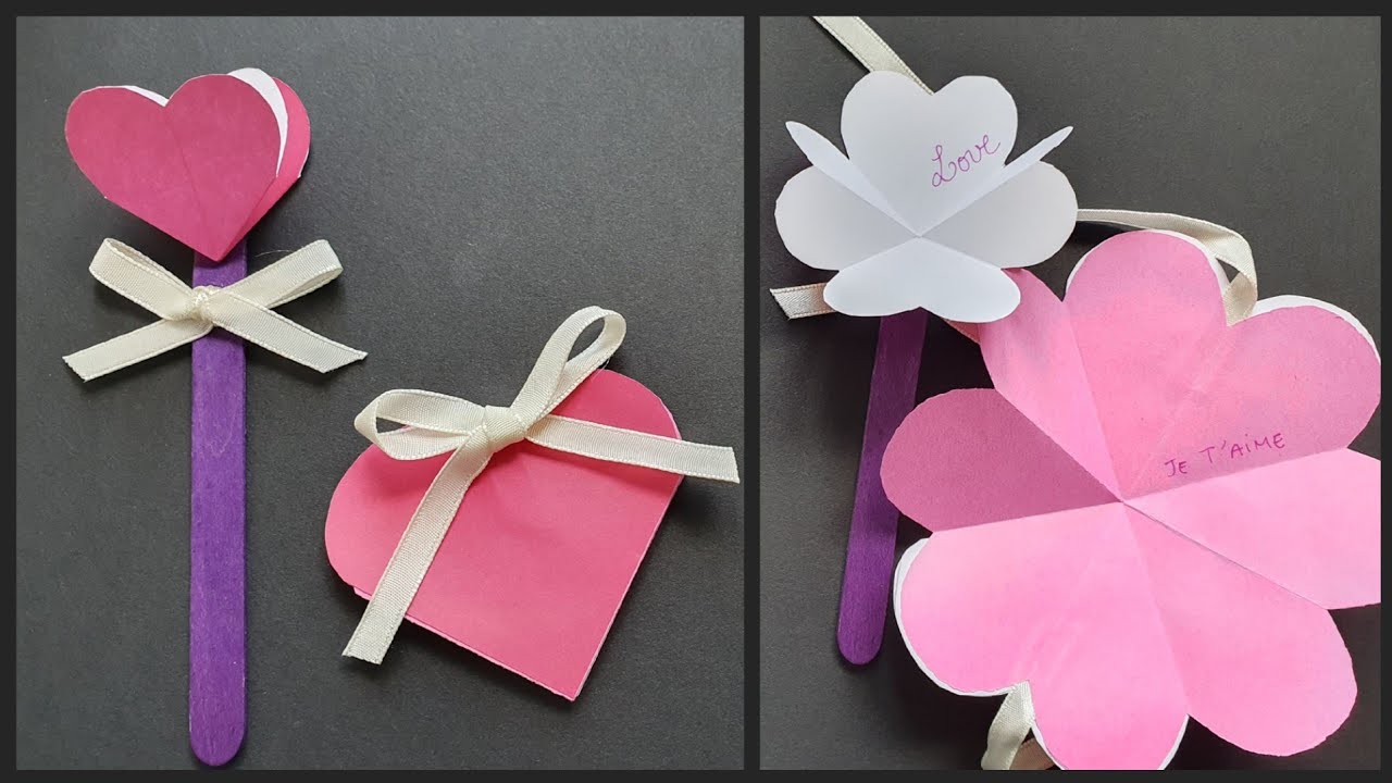 Carte coeur pop-up facile petit mot doux