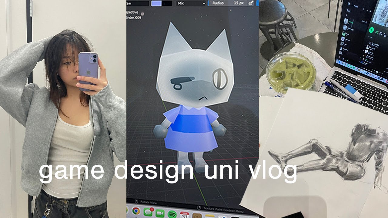 MIDTERMS uni vlog 🎀🎮 3D modeling midterm, interview prep, volleyball, and no sleep