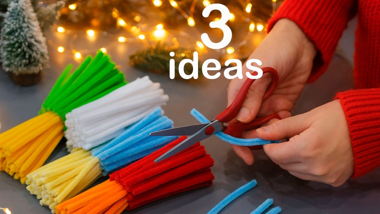 WoW 3 IDEAS Christmas crafts made from chenille wire