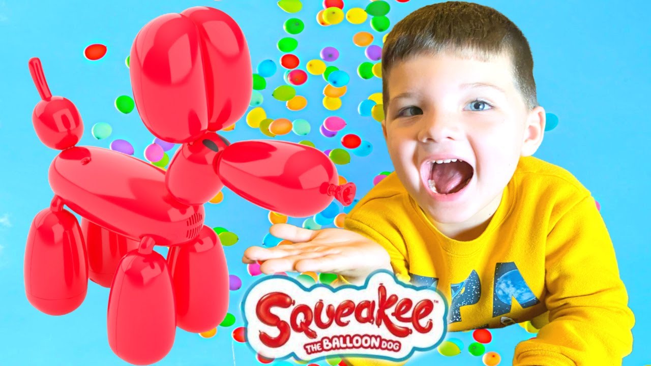 CALEB PRETEND PLAY with NEW SQUEAKEE Balloon Dog TOY!