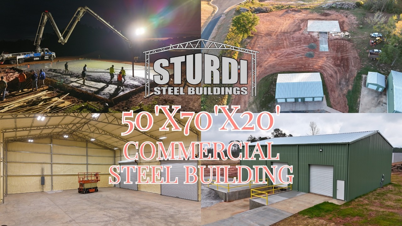 50'x70'x20' Commercial Steel Building Project | Sturdi Steel Buildings
