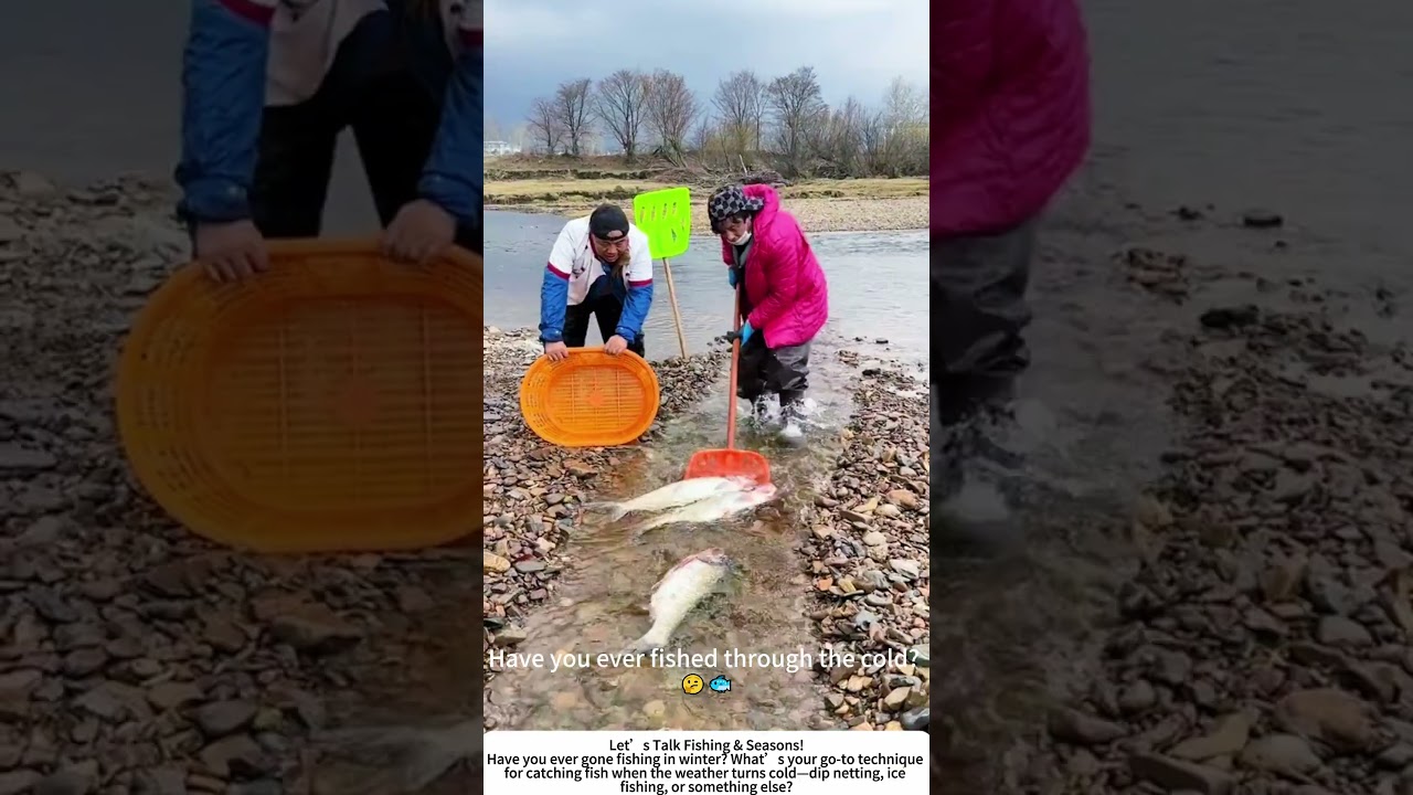 Winter Fishing &ndash; Scooping Fish with a Long-Handled Net! ❄️🐟