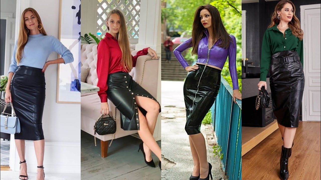 Latest Office Wear Leather Skirts Outfits Ideas