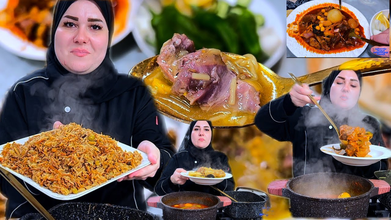 ‏تشريب أحمر لحم تشريب أصفر لحم البغدادي وبرياني بجدر واحد مال أهل قبل تفريزات للموظفين #الشيف #غفران
