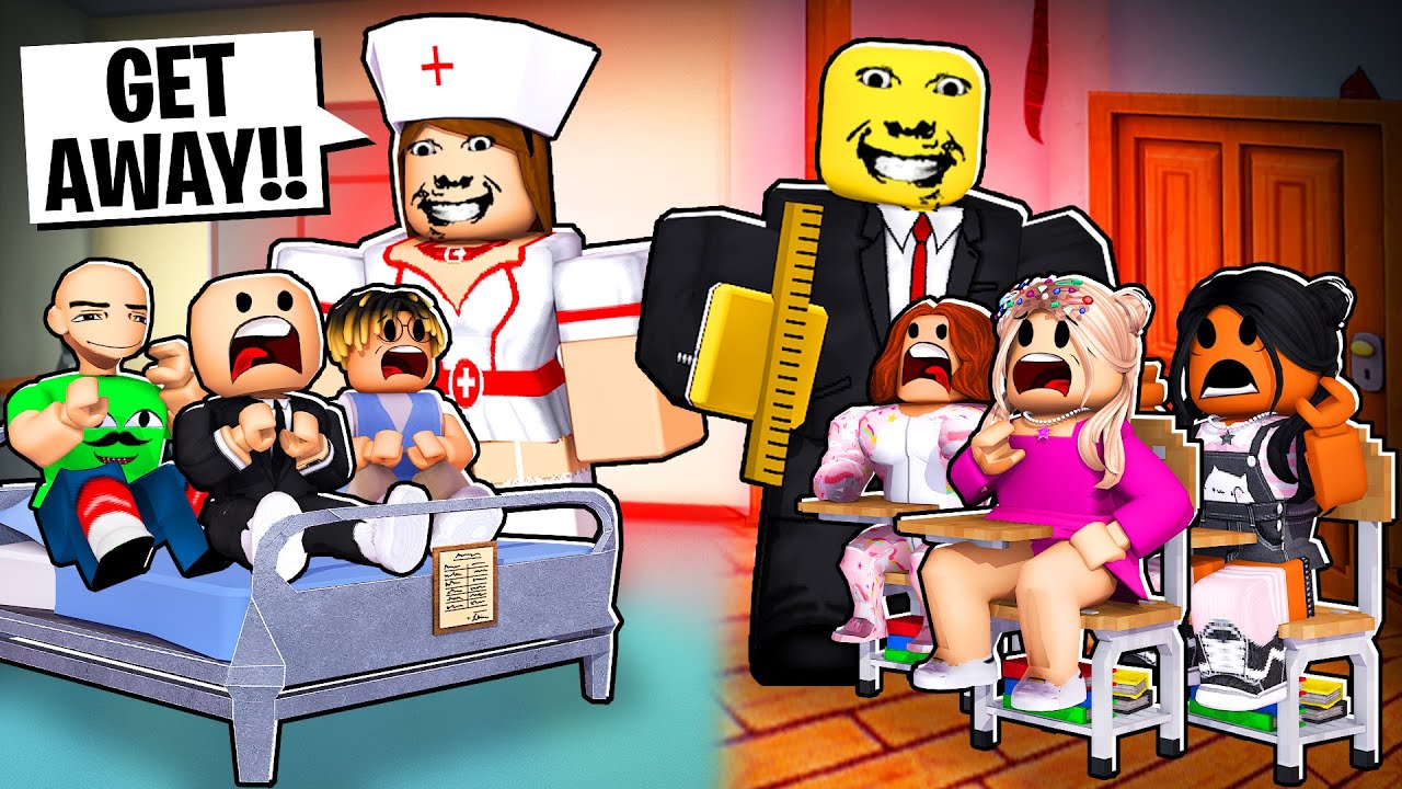 DAYCARE KIDS PLAY WEIRD STRICT TEACHER & NURSE, TONGUE BATTLES, AND TRACK & FIELD | Roblox Funny